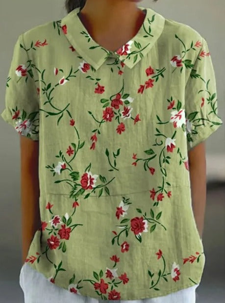 Melanie | Elegante Sommerbluse aus Baumwolle mit Blumenmuster