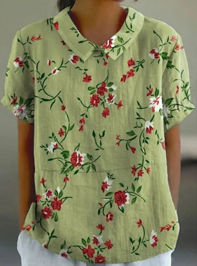 Melanie | Elegante Sommerbluse aus Baumwolle mit Blumenmuster
