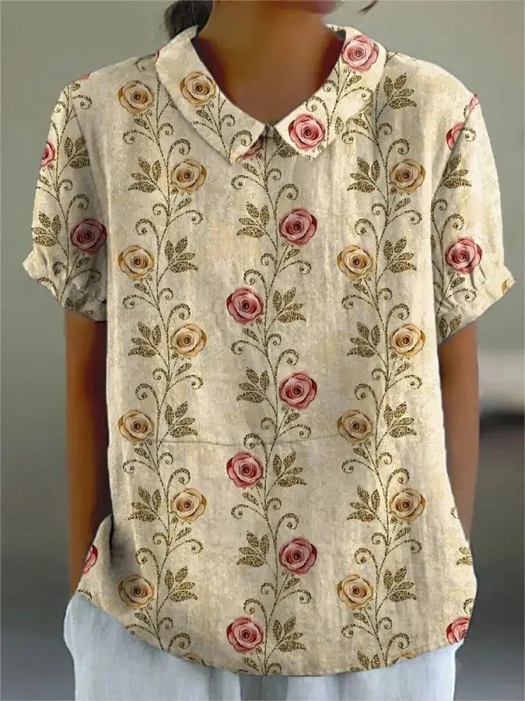 Melanie | Elegante Sommerbluse aus Baumwolle mit Blumenmuster