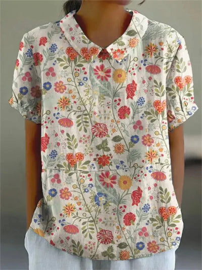Melanie | Elegante Sommerbluse aus Baumwolle mit Blumenmuster