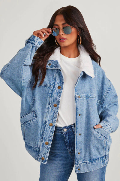 Eva | Damen-Denimjacke mit Fleecekragen – Trendy und Bequem für Jeden Tag