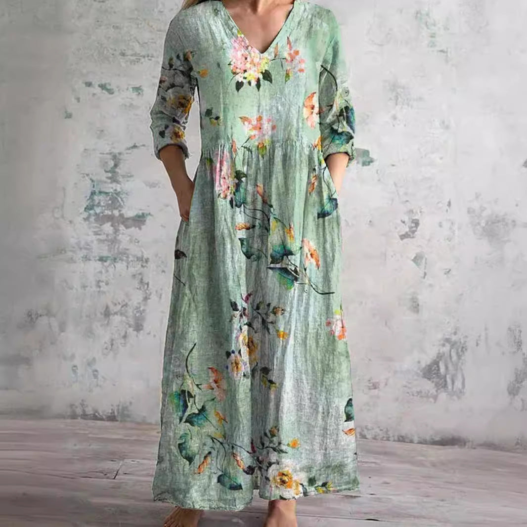 Elfenbein - Florale Laune Boho Maxikleid
