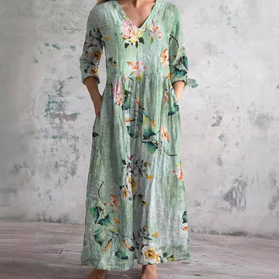 Elfenbein - Florale Laune Boho Maxikleid