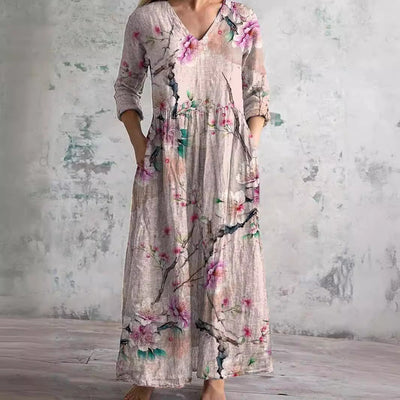 Elfenbein - Florale Laune Boho Maxikleid