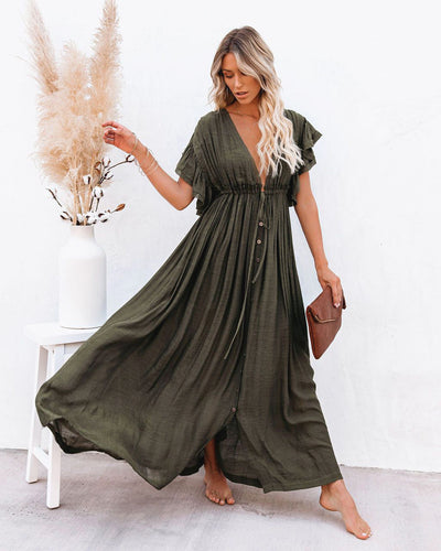Audra - Boho V-Ausschnitt Kimono Strandüberwurfkleid