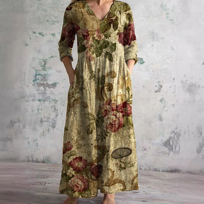 Elfenbein - Florale Laune Boho Maxikleid