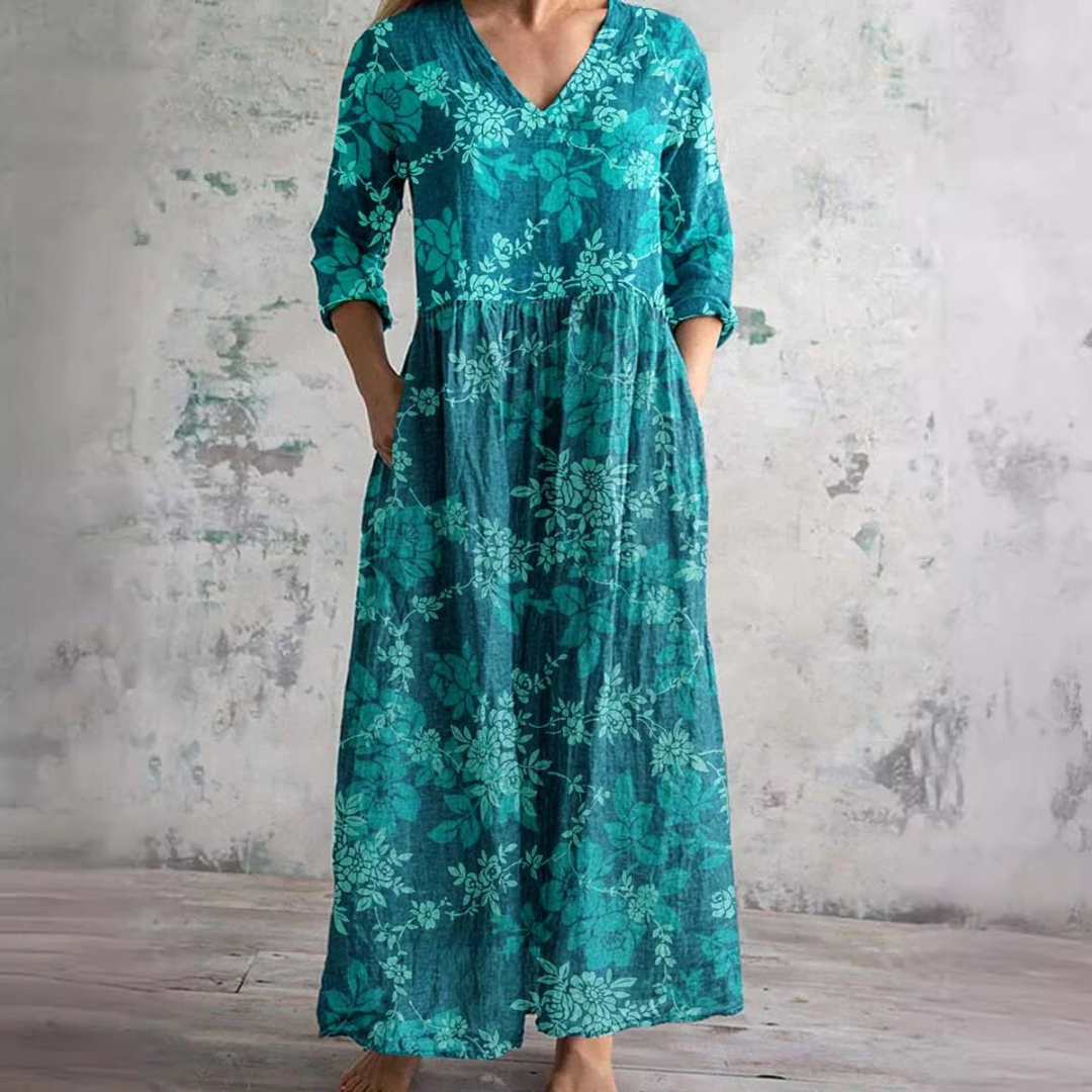 Elfenbein - Florale Laune Boho Maxikleid