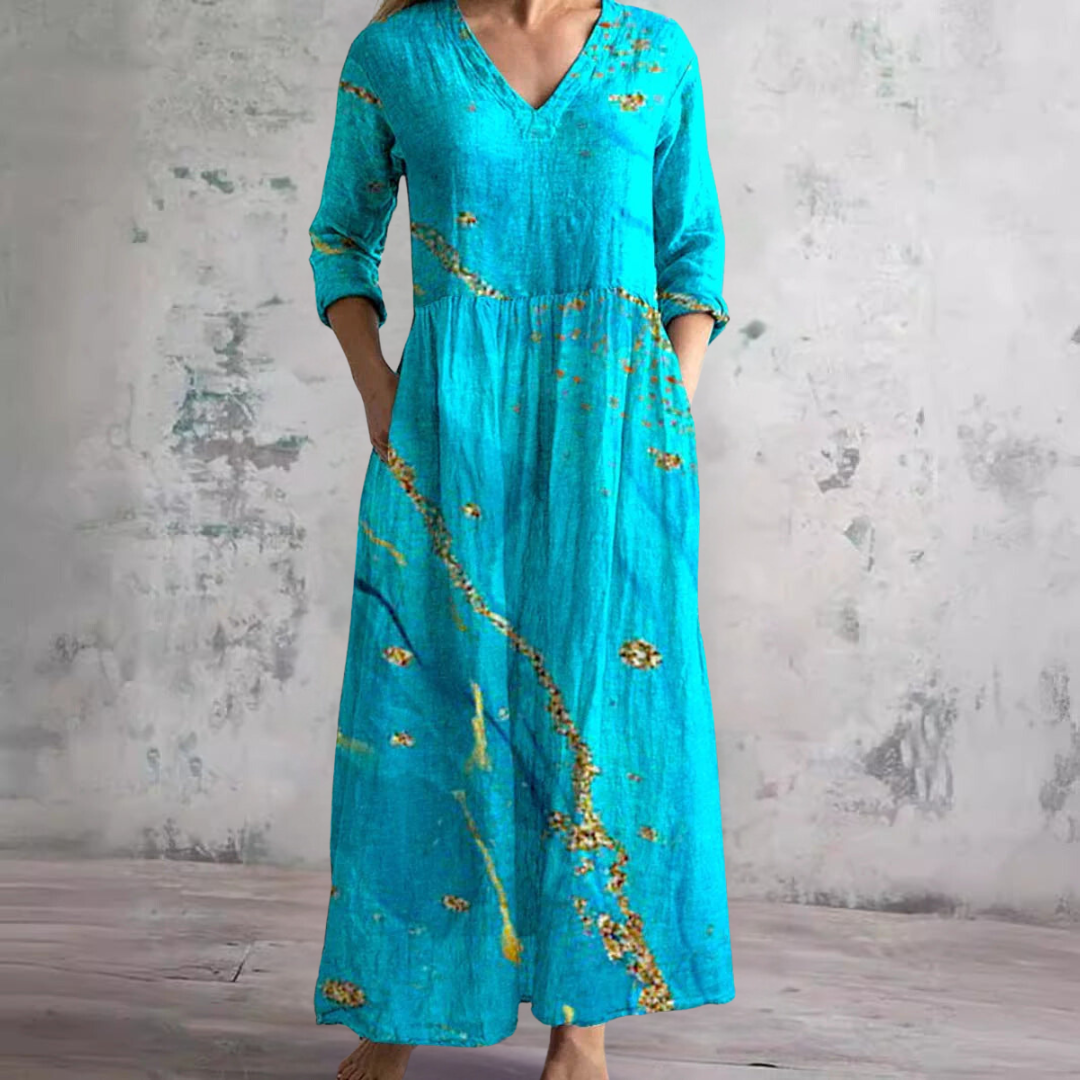 Elfenbein - Florale Laune Boho Maxikleid