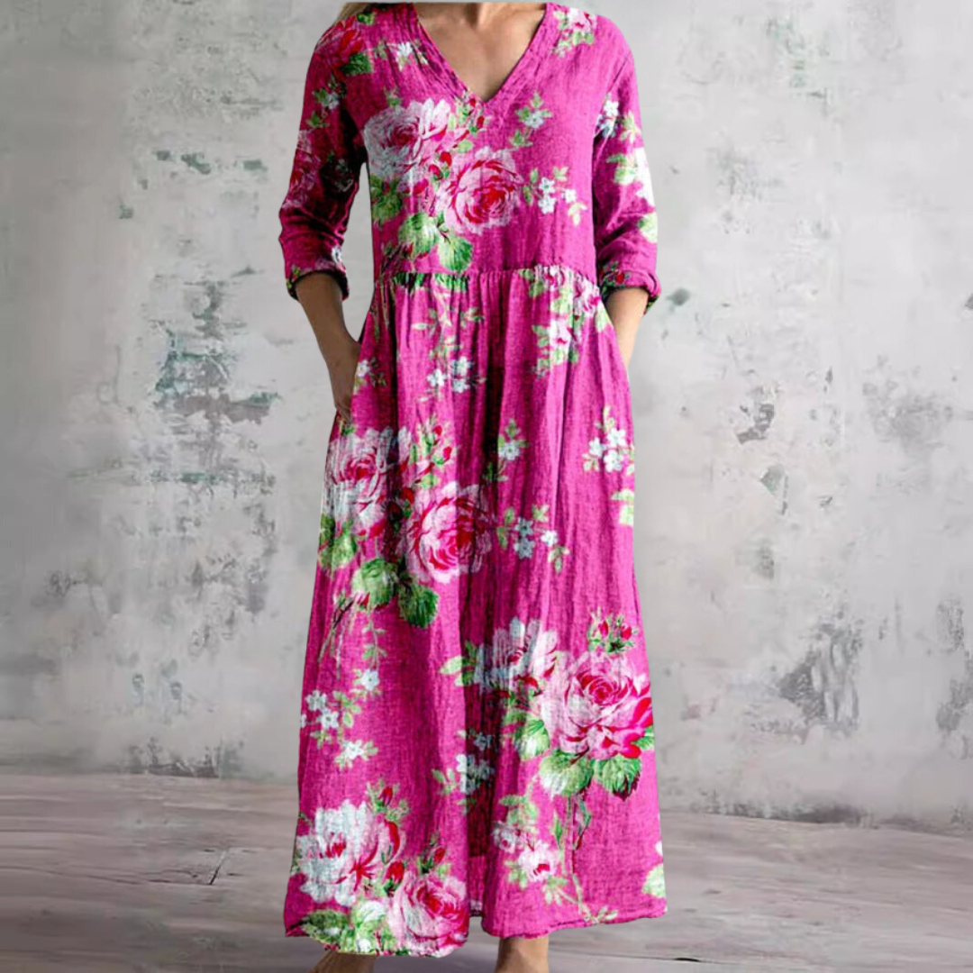 Elfenbein - Florale Laune Boho Maxikleid