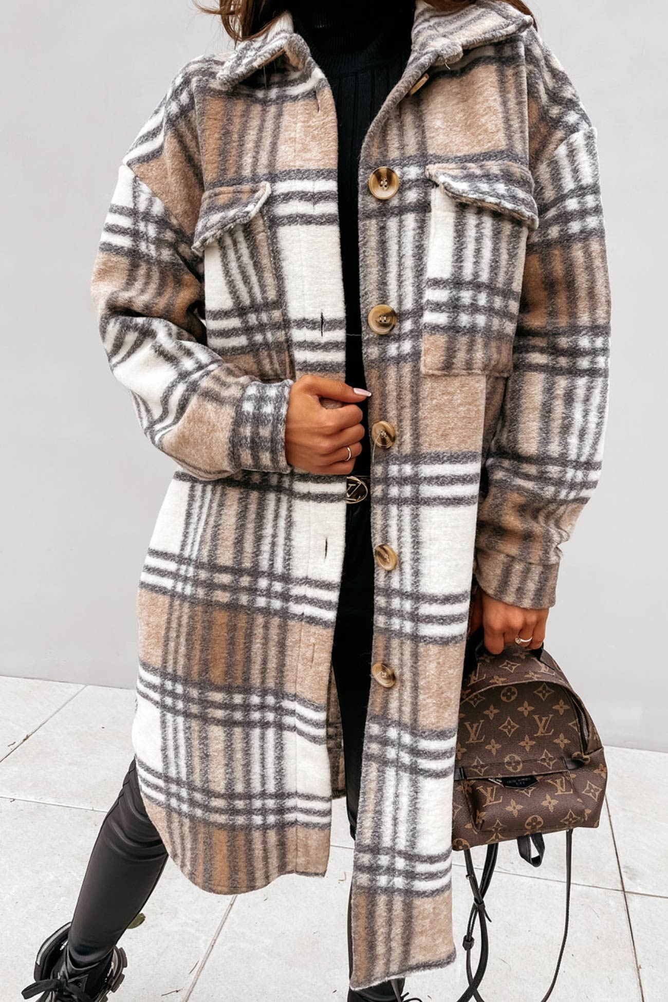 Kariertes Einreihiges Shacket