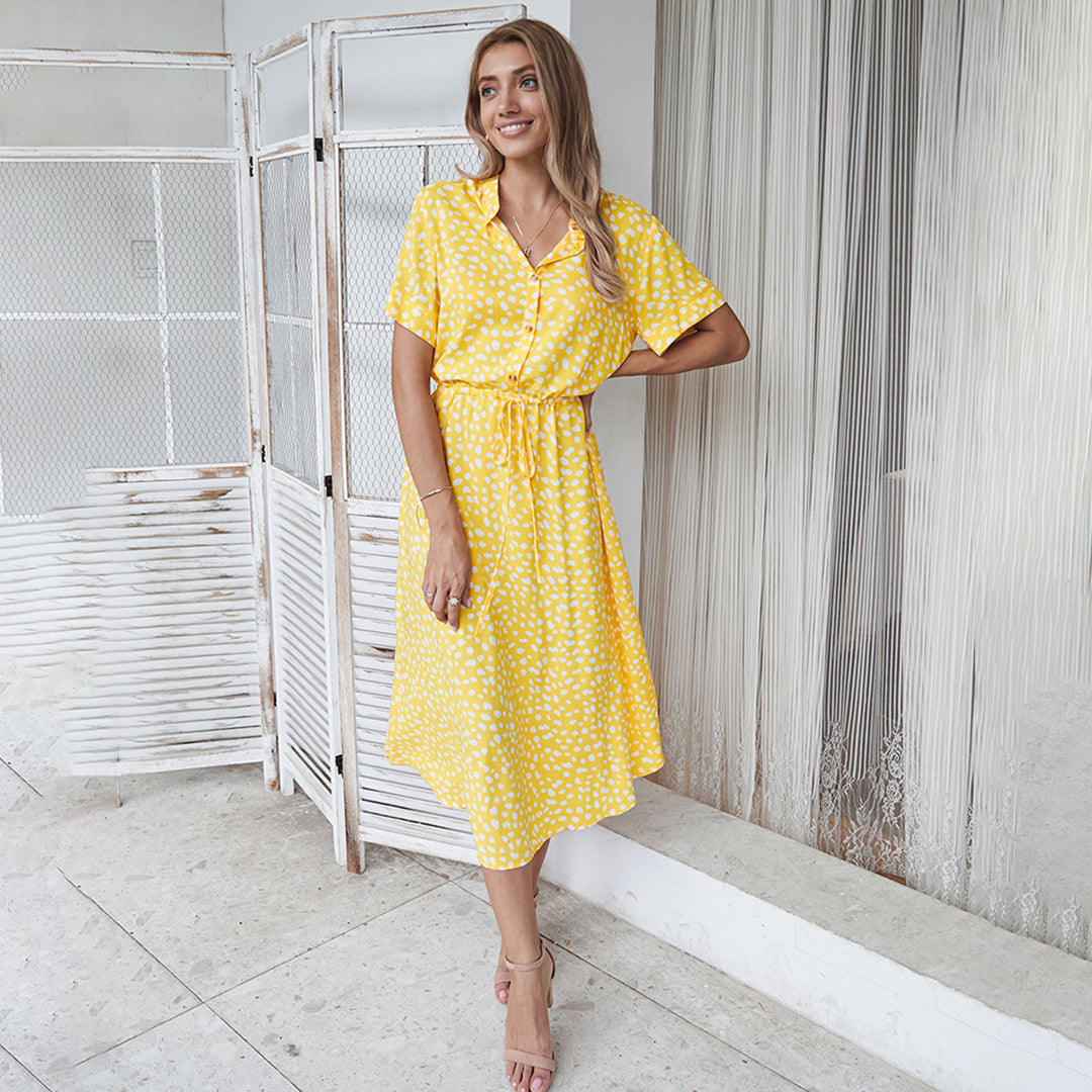 Orane |  Bedrucktes v-ausschnitt kleid