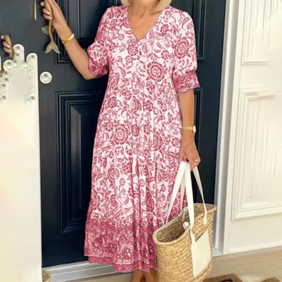 Edith - Elegantes Frühlingskleid mit V-Ausschnitt