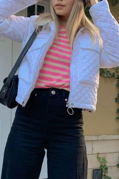Rhombus-Reißverschluss-Jacke mit Taschen