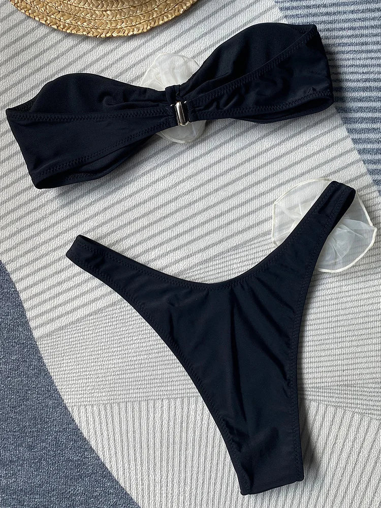 Gestreifter Bikini Rosendetail - Julia