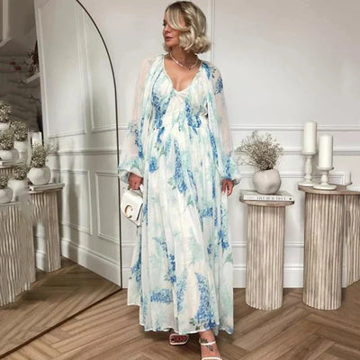 Nora – Blaues Ozean Maxikleid