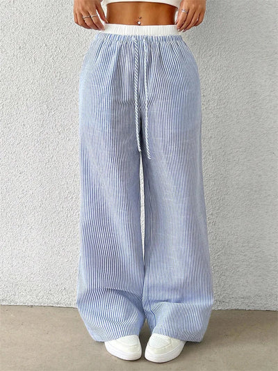 Daphne | Lässige Hose mit weitem Bein - Streifendruck