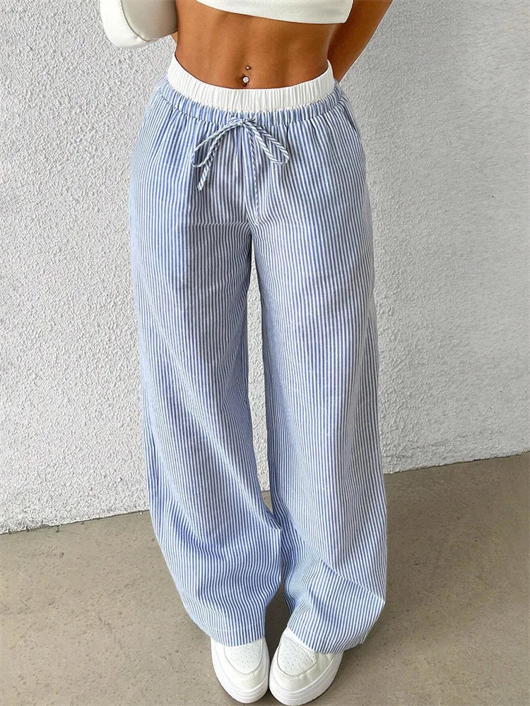 Daphne | Lässige Hose mit weitem Bein - Streifendruck