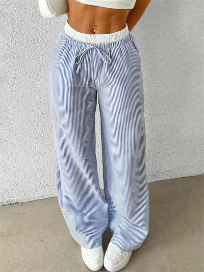 Daphne | Lässige Hose mit weitem Bein - Streifendruck