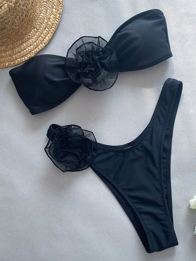 Gestreifter Bikini Rosendetail - Julia