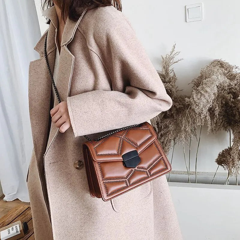 Schwarze Handtasche Kettendetails - Sofia
