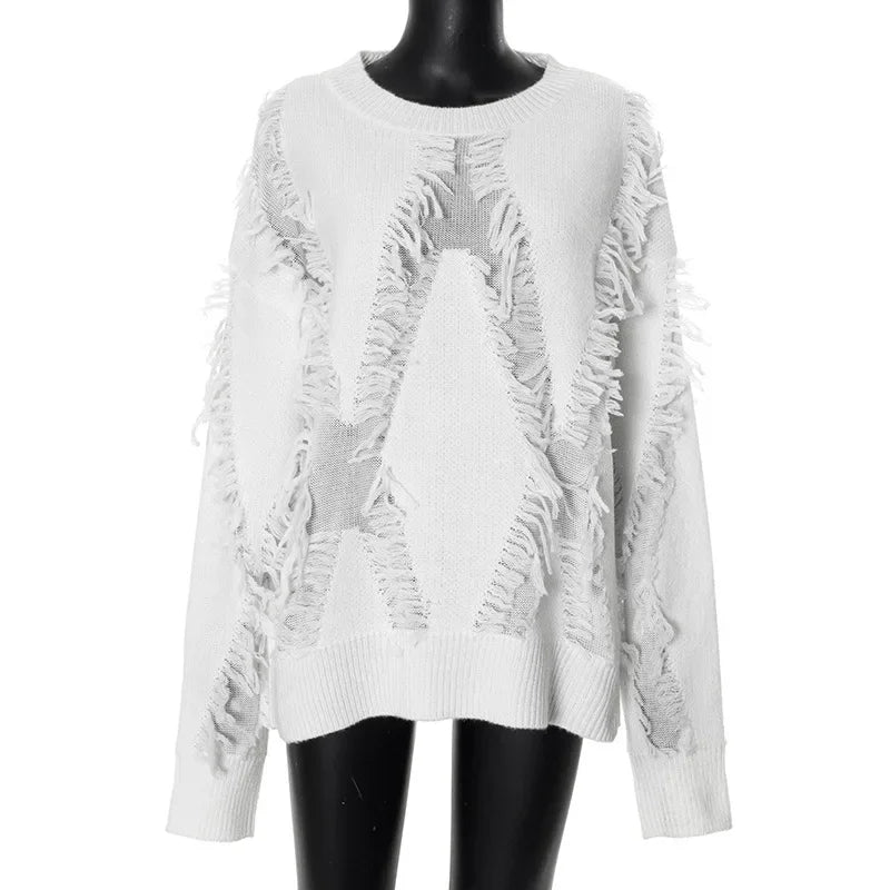 Clara | Übergroßer Pullover mit Quasten für Damen