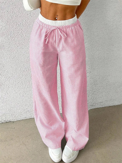 Daphne | Lässige Hose mit weitem Bein - Streifendruck