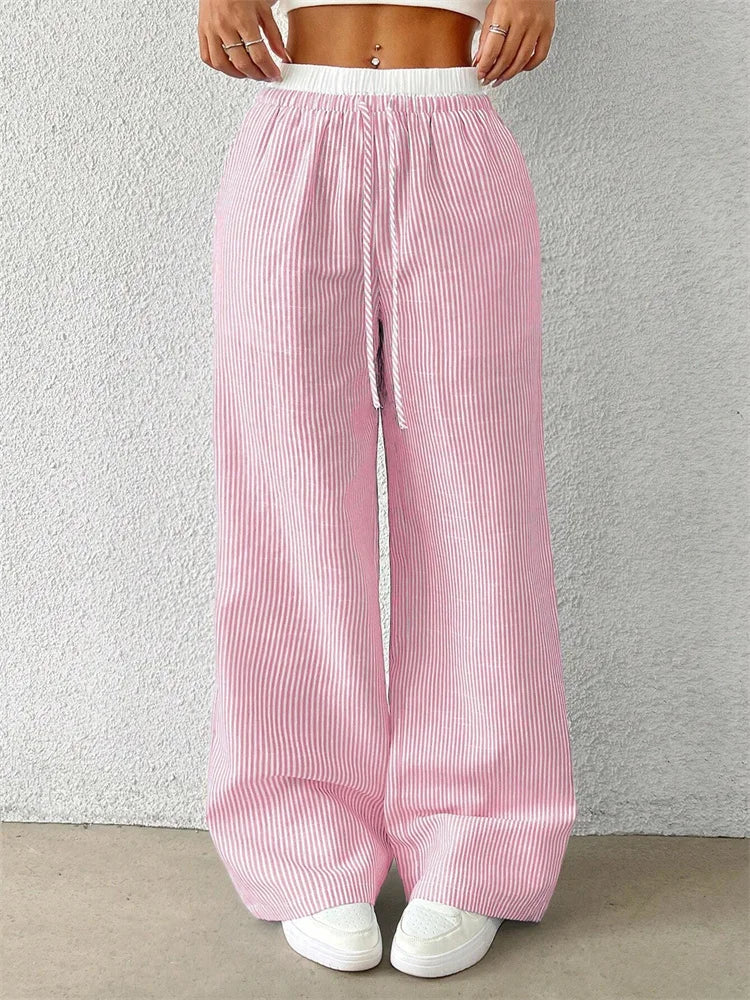 Daphne | Lässige Hose mit weitem Bein - Streifendruck