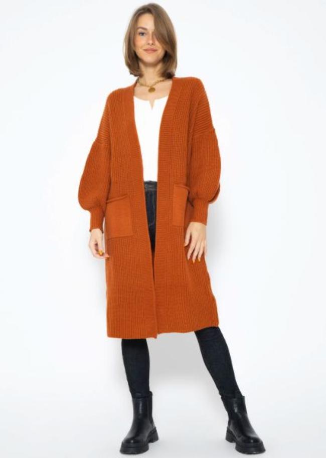 Camryn - Lange Gestrickte Damen Strickjacke