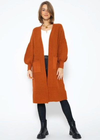 Camryn - Lange Gestrickte Damen Strickjacke