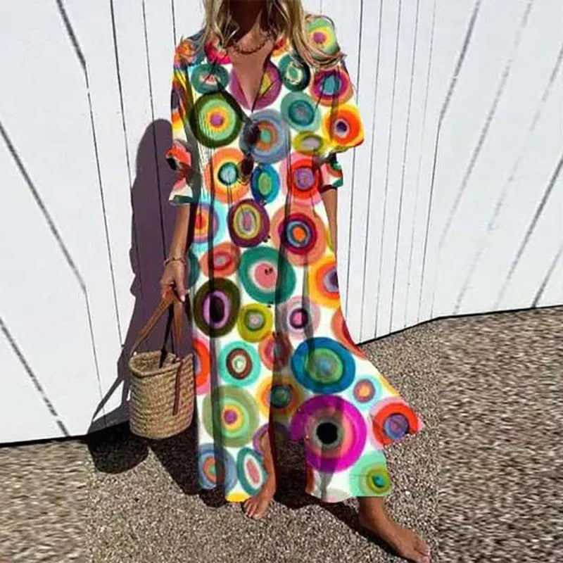 Cassidy - Boho Schönheit Puffärmel Maxi Kleid