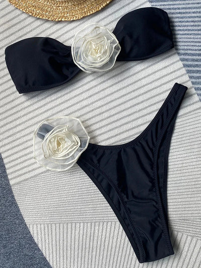 Gestreifter Bikini Rosendetail - Julia