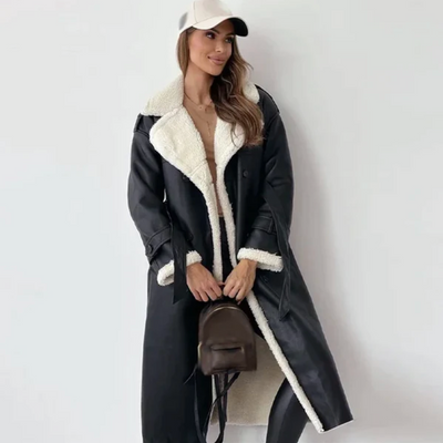 Luna | Lange klassische Jacke mit Fleece Fütterung und Teddykragen