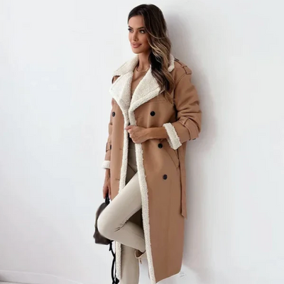 Luna | Lange klassische Jacke mit Fleece Fütterung und Teddykragen