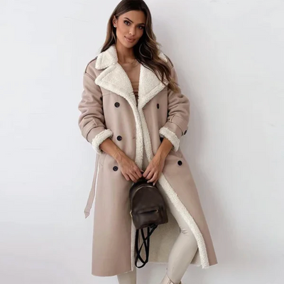 Luna | Lange klassische Jacke mit Fleece Fütterung und Teddykragen
