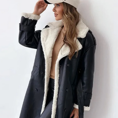Luna | Lange klassische Jacke mit Fleece Fütterung und Teddykragen