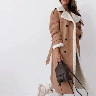 Luna | Lange klassische Jacke mit Fleece Fütterung und Teddykragen