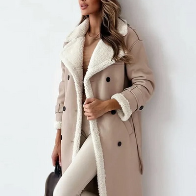Luna | Lange klassische Jacke mit Fleece Fütterung und Teddykragen