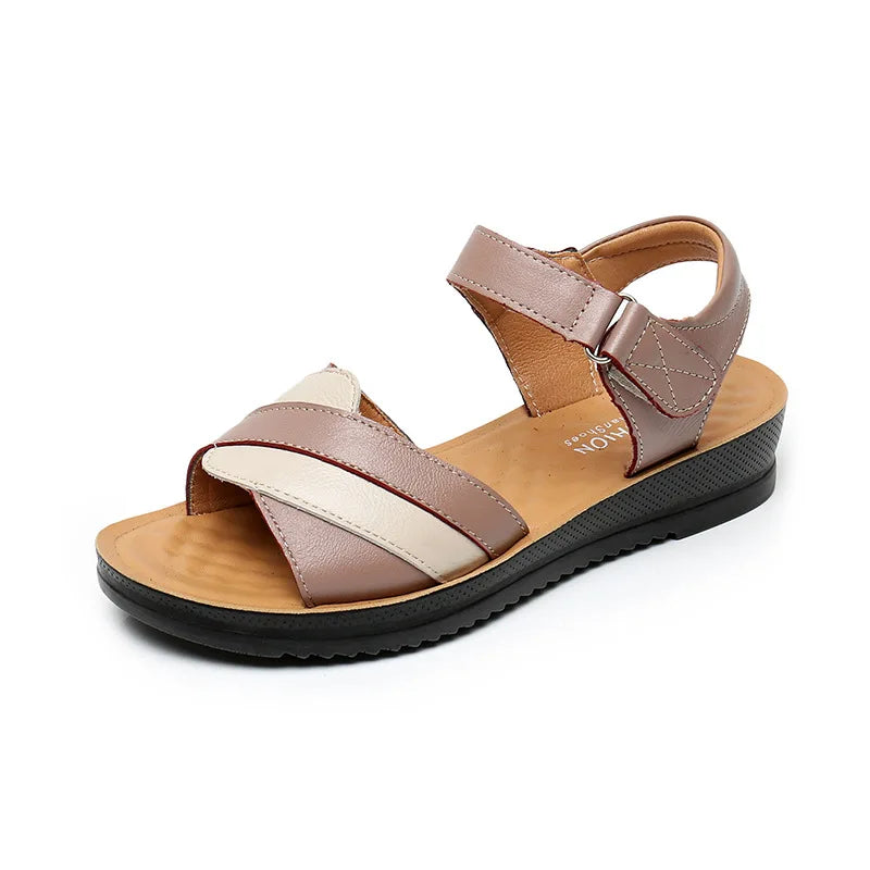Beige Ledersandale - Hannah