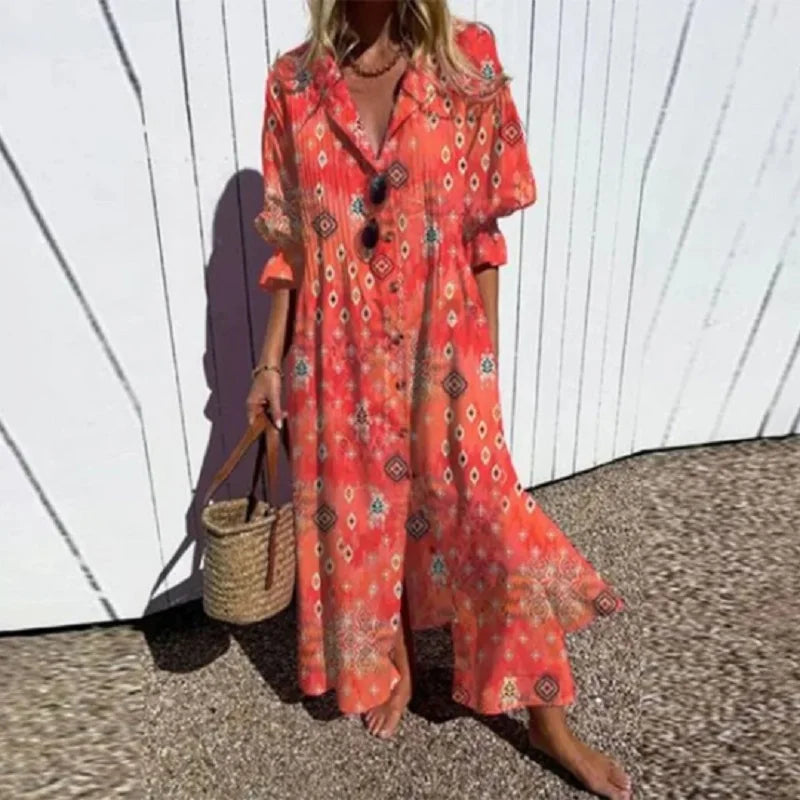 Cassidy - Boho Schönheit Puffärmel Maxi Kleid