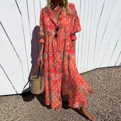 Cassidy - Boho Schönheit Puffärmel Maxi Kleid