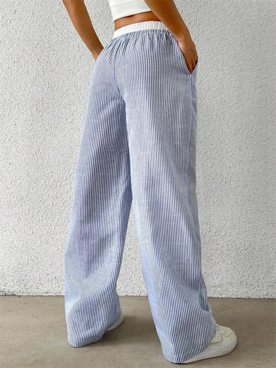 Daphne | Lässige Hose mit weitem Bein - Streifendruck