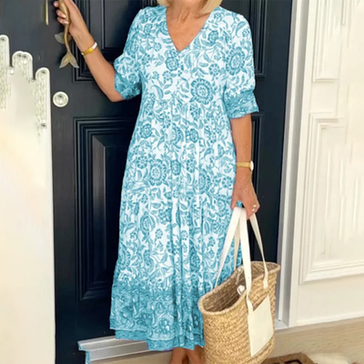 Edith - Elegantes Frühlingskleid mit V-Ausschnitt