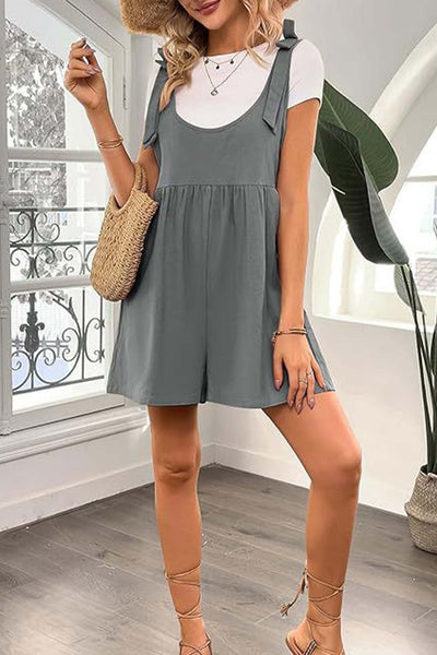 Romper mit Schulter-Schleifen und Taschen – Rosa