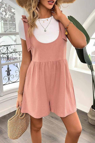 Romper mit Schulter-Schleifen und Taschen – Rosa