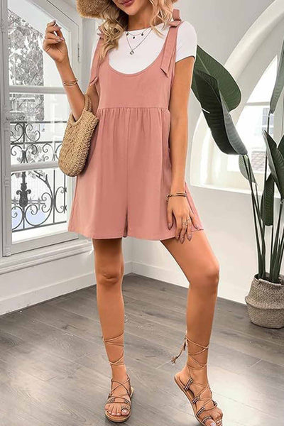 Romper mit Schulter-Schleifen und Taschen – Rosa