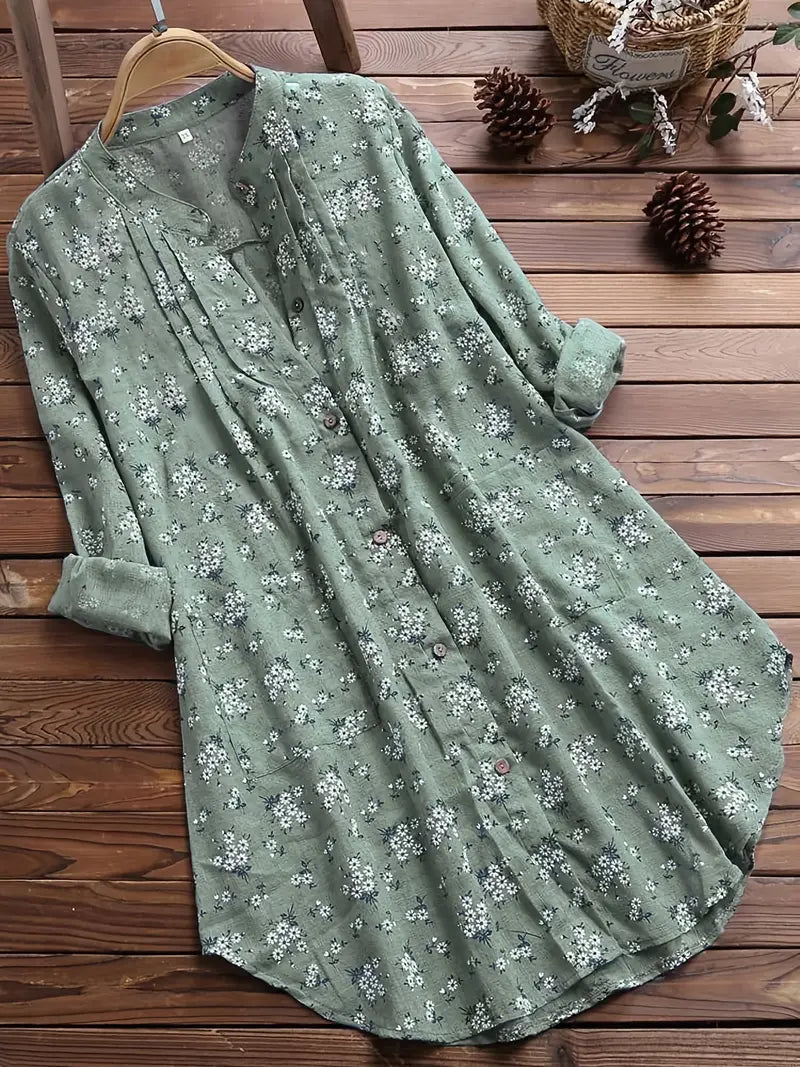 Sophia | Elegante Sommerbluse mit V Ausschnitt und Blumenmuster