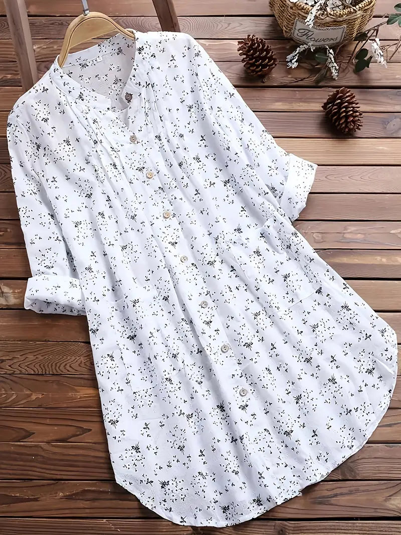 Sophia | Elegante Sommerbluse mit V Ausschnitt und Blumenmuster