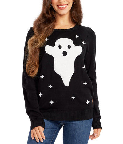 Leuchtender Geisterpullover für Damen – Schwarz