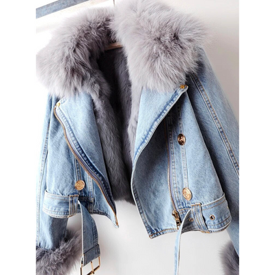 Lara | Damen-Jeansjacke mit Gürtel