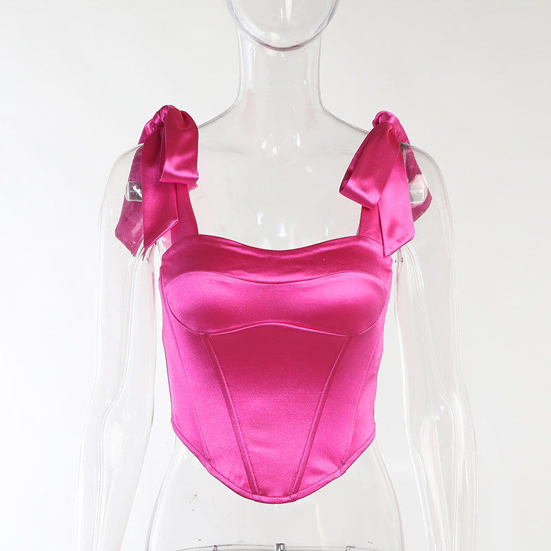 Valentina | Elegantes Rückenfreies Satin Spitzentop